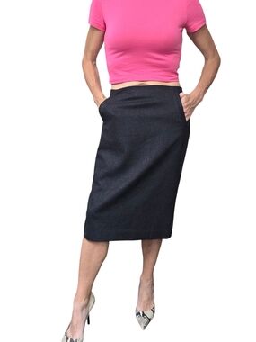 Vintage Harold’s Wool Cashmere Pencil Skirt Charcoal Gray Size 4 Italy